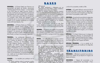 Premio Estatal para Personas con Discapacidad del Estado de Morelos 2023 “Gabriela Raquel Brimmer Dlugacz”