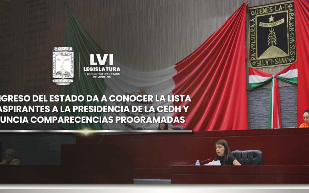 Listado de aspirantes inscritos para presidir la Comisión Estatal de Derechos Humanos de Morelos